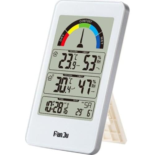 Digital Thermometer Hygrometer Weather Station Wall Clock Wireless Sensor Alarm E7CB