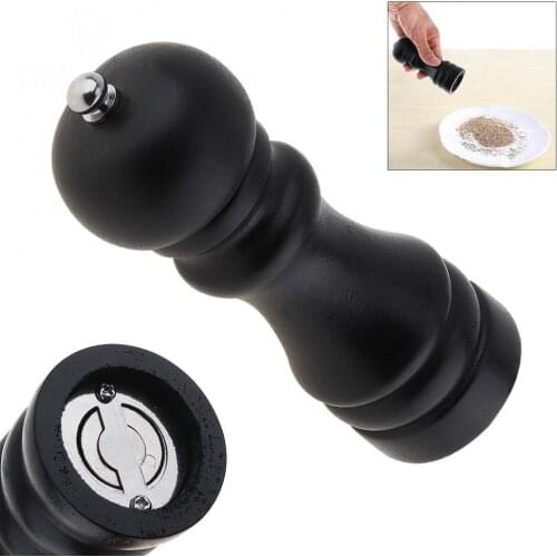 5 Inch Wooden Salt Pepper Grinder Spice Mills Hand Movement Wood Pepper Mill with Ceramic Grinding Cord Kitchen Cooking Tools