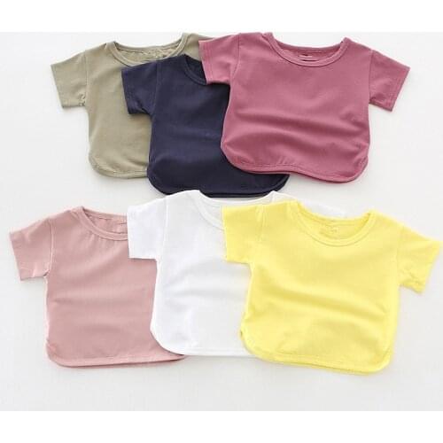 Kids Girls Shirt Summer Candy Color Short Sleeve Baby T-Shirts Soft Cotton Childrens T-Shirt O-Neck Tee Tops Boy kids Clothes