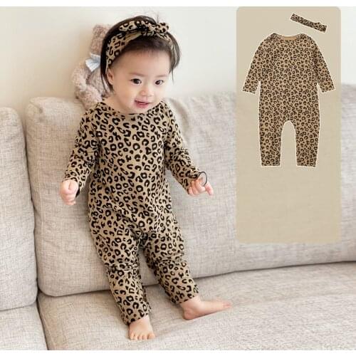 Newborn Kids Baby Boys Girls Clothes Autumn Leopard Print Romper Sweet Cotton Jumpsuit Long Sleeve Winter Fall Baby Outfit 0-24M