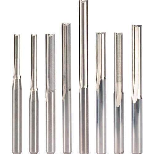 5pcs 3.175mm SHK Two Flutes Straight Wood End Mill Carving Tool Double Flutes CNC Router Bits Slotting Engraving Milling Cutters
