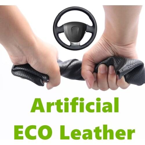 Car Steering Wheel Covers Wrap DIY Hand sewing Black Artificial Leather for Lada Priora 2013-2018 Kalina 2 2013-2018