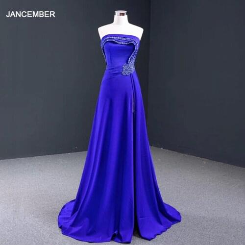 J67087 jancember cheap navy blue prom dresses strapless bead sweep train long party dresses vestido largo fiesta noche elegante