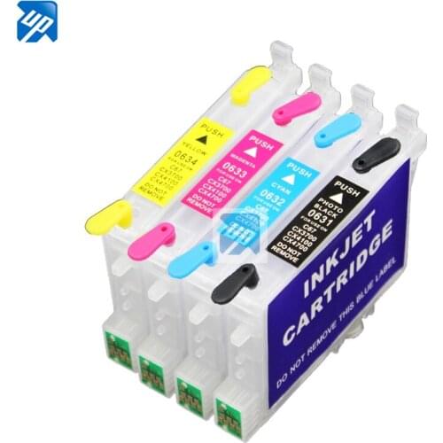 4pcs T0631 T0632 T0633 T0634 refillable ink Cartridge for epson C67 C87 C87PE CX4100 CX4700 CX3700 printer with auto reset chip
