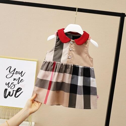 Girls Plaid Dress 2021 Children Classic Fashion Party A-line Casual Dress Clothes 1-7T for kids Princess Birthday Holiday Dress