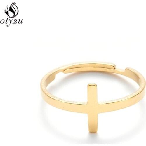 Punk Hip-Hop Cross Ring Simple Open Adjustable Rings for Women Girls Christian Religious Jewelry Knuckle Party Rings New 2021