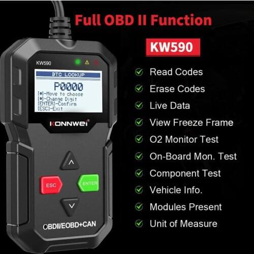 KONNWEI KW590 Diagnostic Scanner OBD 2 Code Reader Auto Scanner better than elm327,Support Multi-Brands Cars&languages