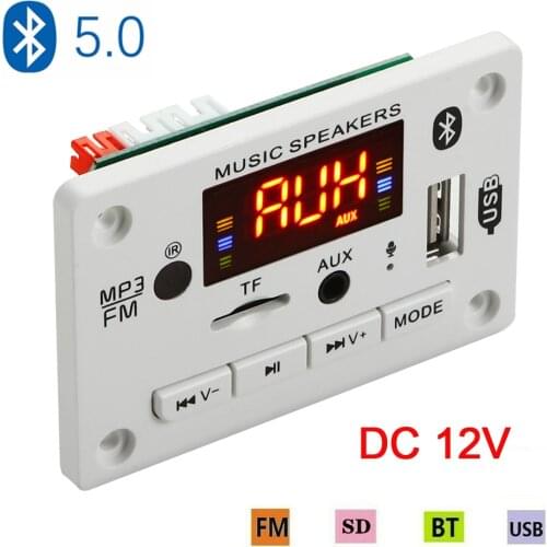 Microphone Handsfree 5v-12v Bluetooth 5.0 MP3 Decoding Board Module Wireless Car USB MP3 Player TF Card Slot / USB / FM