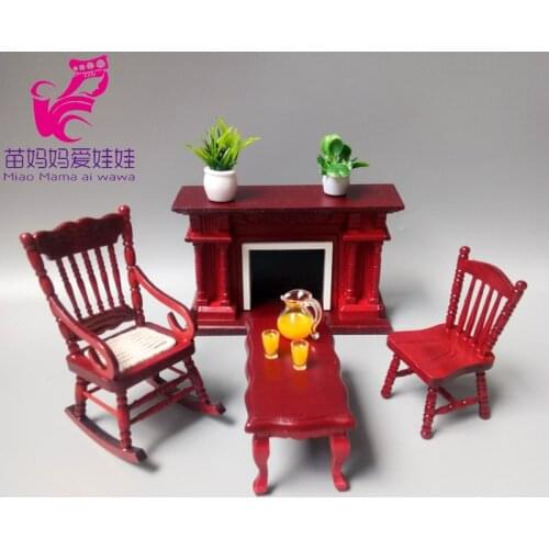 Mini Doll house living room furniture model decoration retro mahogany white fireplace doll house diy accessories