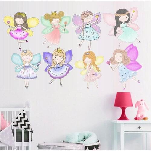 Assorted Styles Ins Butterfly Princess Cartoon Wall Stickers Girl Bedroom PVC Graffiti Decorative Sticker for Bedroom Kids Gift