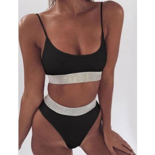 2020 New Bikini Women Swimwear High Waist Strapless Sexy Bikini Pure Color Women Swimsuit PaddedBathing Suit Swimwear Beachwear