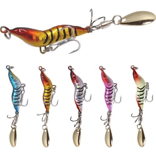 Fishing Luya Bait metal Super Long Throw Blood Tank Hook Rotating Sequin Luya Shrimp Bait / Sea Fishing Freshwater Metal Shrimp