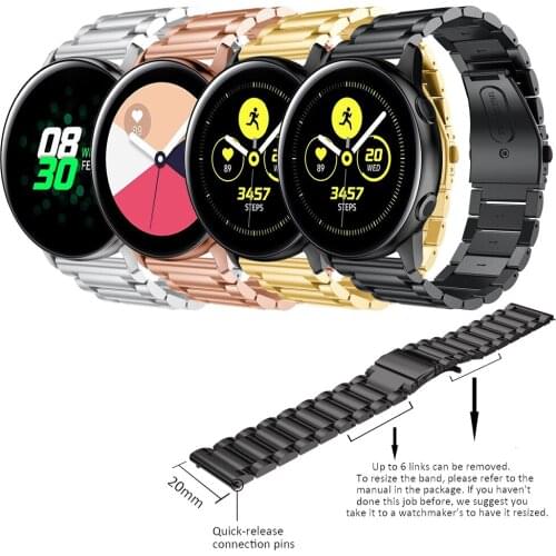 20mm Stainless Steel Metal Strap For Samsung Galaxy Watch 3 41/42/Active 2 40/44mm/S2 Classic Replace Quick Release Accessories