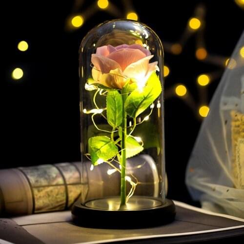 Middle Beauty And The Beast Rose, Rose In Glass Dome, Forever Pink, Red Rose, Preserved Rose, Belle Rose Special, Romantic Gift