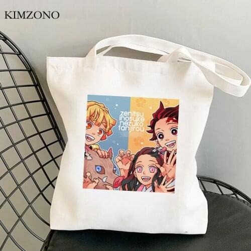 Demon Slayer Kimetsu No Yaiba shopping bag cotton jute bag bolso bolsa bag fabric bolsas ecologicas bolsas reutilizables grab