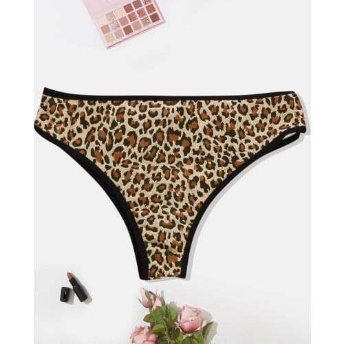 Leopard Print Panties Low-waist Mini Bikini Panties Women Translucent Underwear Sheer Lace Tank Lace Sexy Underpant 2021