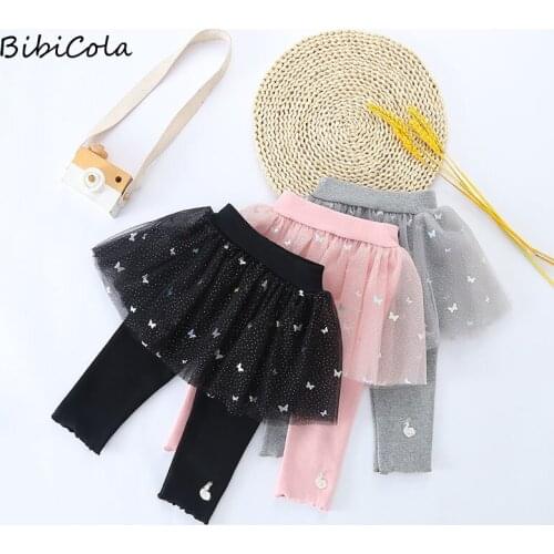 Spring And Autumn Girls Culottes Korean Sequined Mesh Culottes Soft Baby Cute Western-style Leggings