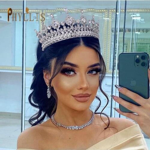 A67 Luxury Zircon Crown Bride Headwear Bridal Tiara Rhinestone Wedding Headpiece High Quality Birthday Pageant Hair Jewelry