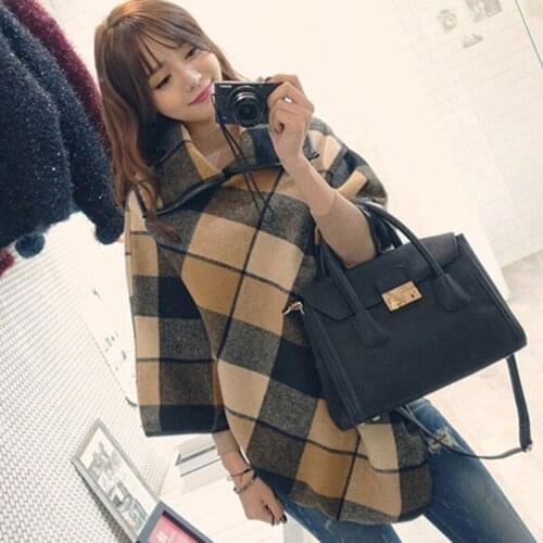 Autumn Winter Women Loose Sweater Plaid Turtleneck Pull Femme Three Quarter Sleeve Long Jumper Oversize Winter Clothing