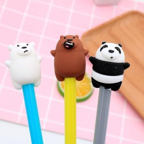 36PCS Creative Three Silly Bear Cartoon Student Gel Pen Black Ink Pen 0.5mm Student Stationery Office Accessories