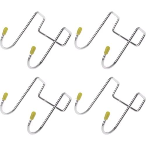 4pcs Over Cabinet Door Hanger Hanging Hooks Stainless Steel Utensil Kitchen Clothes Bag Towel Coat Holder