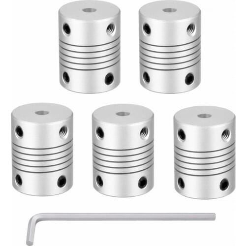 5PCS 5mm x 8mm Aluminum Flexible Shaft Coupling OD19mm x L25mm CNC Stepper Motor Coupler Connector