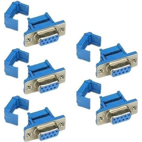 5 Pcs DB9 D-SUB 9-Pin Female Connector IDC Type Metal Shell Assembly Blue
