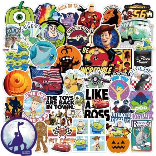 50/100pcs Toy Story Pixar Stickers Robot Pegatinas Luggage Trolley Suitcase Guitar Electric Car Waterproof PVC Graffiti Sticker