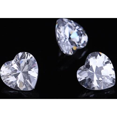 Heart Shape AAA White Clear Color CZ Stone 50pcs 3x3-10x10mm Synthetic Gems Brilliant Cut Cubic Zirconia For Diy Nail Jewelry