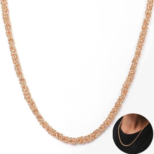 585 Rose Gold Filled Necklace For Women Popcorn Weaving Link Chain Elegant Fashion Jewelry Dropshipping Wholesale LCN45