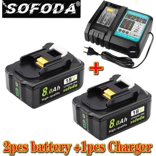 BL1860 Rechargeable Battery 18V 8000mAh Lithium ion for Makita 18v Battery BL1840 BL1850 BL1830 BL1860B LXT 400+charger