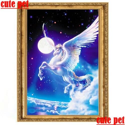 Full Diamond Embroidery DIY Unicorn Pegasus 3d wallpaper Diamond Painting Home Wall DecorCross Stitch Rhinestones Painting gift