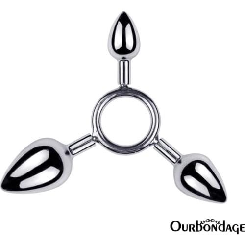 Ourbondage Aluminum Alloy 3 Types Triple Head Anal Butt Plug For Men Women Adult Sex Toys