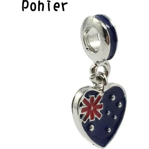 Australia Flag ,Blue&Red White Enamel Pendant Charms European Beads Fit Charms Bracelets&Bangle DIY Jewelry