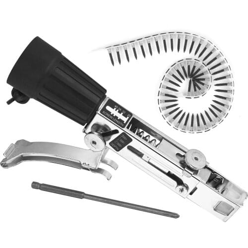 Automatic Chain Nail Gun Adapter Power Drill Attachment Screws Woodworking Tool Auto Feed Screwdriver Tape Chain Nail Adapter