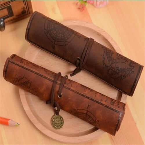 Creativity Retro Treasure Map Pen Case Pluggable Pencil-case Sketch Pencil Roll Pencilcase Office Stationery School Supplies