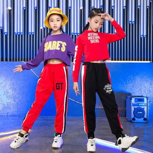 Hip Hop Girls Boys Dancing Costumes for Kids Jazz Ballroom Dance Clothes Child Party Show Costumes Stage Wear Top T Shirts Pants