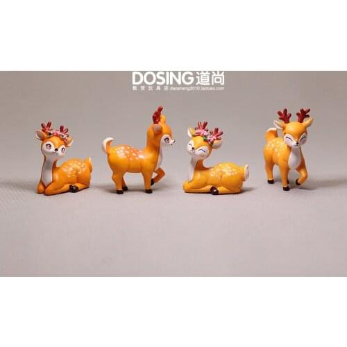 Wild Animal Little Sika Deer Model Ornaments Cute Small Fawn Fairy Garden Miniature Accessories Decor Action Figure Figurine Toy