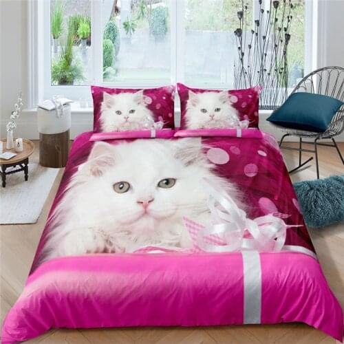 Home Textile Luxury 3D Pet Cat Print 2/3Pcs Comfortable Duvet Cover Pillowcase Bedding Sets Single Queen and King EU/US/AU Size