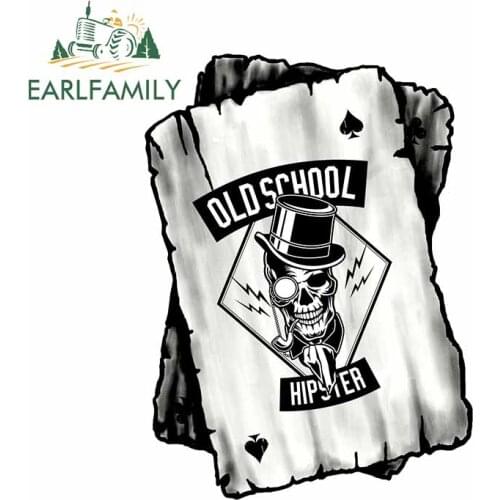 EARLFAMILY 13cm x 9.8cm B&W Ace Playing Cards Design with Old School Hipster Skull Motif Vinyl Car Sticker