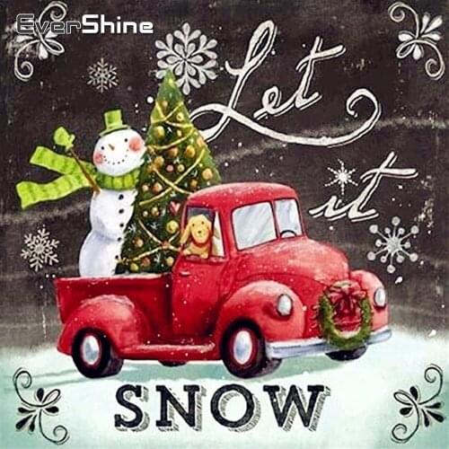 EverShine Diamond Embroidery Cartoon Picture Of Rhinestone Diamond Painting 5D Snowman Mosaic Art Christmas Tree Handmade Hobby