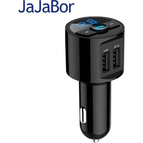 JaJaBor Bluetooth Car Kit Hands Free FM Transmitter Wireless MP3 Music Paying Dual USB 5V 3.6A Car Charger Voltage Detection