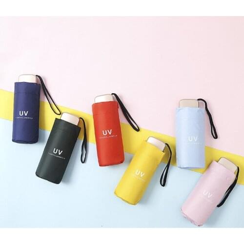 Hipster Sun Umbrella Rain Umbrella Custom Rain and Sunny Dual-Use Vinyl UV Protection Sun Umbrella Womens Five-Fold Umbrella