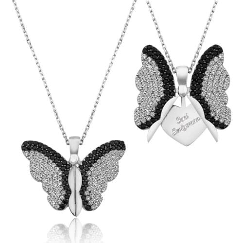 Name Post Silver Butterfly Necklace DN46B