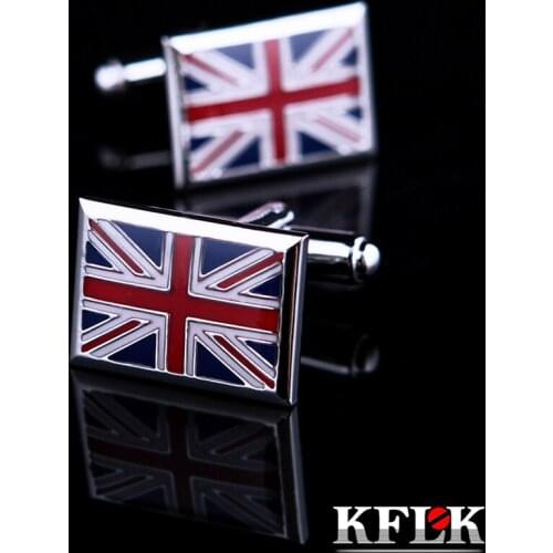 KFLK Jewelry French shirt England flag cufflinks for mens Brand Fashion Cuff link Wholesale Button High Quality guests