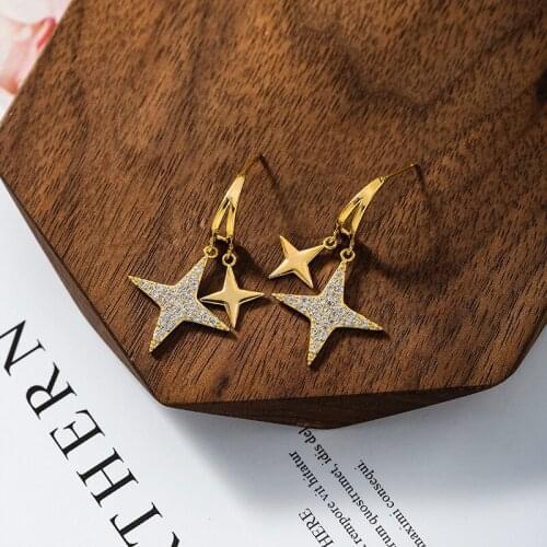 Korean star earrings female high-end sense of light luxury hypoallergenic pure silver earrings design sense niche