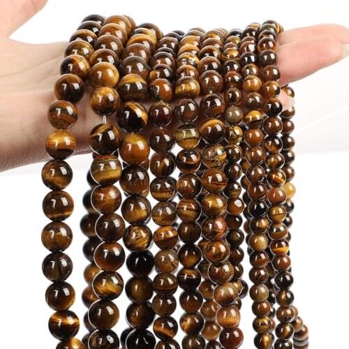 Brown Tiger Eye Agates Natural Stone beads For Jewelry Making Round Beads DIY Bracelet 4-12mm