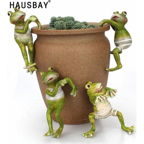Hot Selling 4pcs/set Cartoon Frog Potting Hang Decoration Resin Frog Handicraft Garden Balcony Decor Flower Pot Ornament 1637
