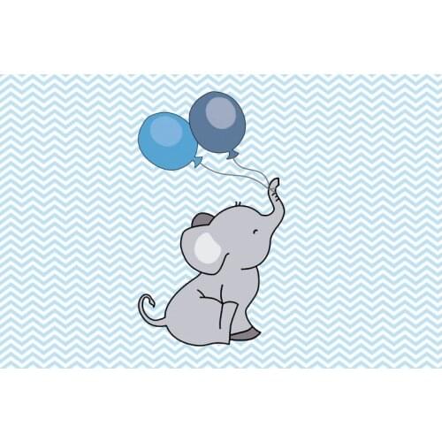 Little Elephant and Balloon Backdrop Sky Blue Baby Shower Photography Background Celebration Photo Booth Studio Decor