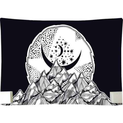 Moon star tapestry mountain forest deer stream wall hanging dorm backdrop carpet